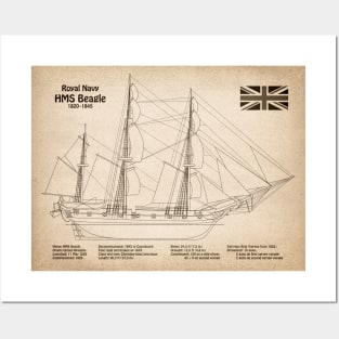 Charles Darwin HMS Beagle Tall Ship - SD Posters and Art